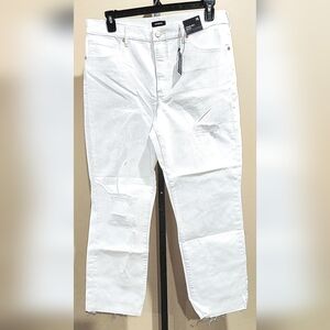 NWT Express High Waisted Ripped Straight Ankle Jeans Size 14 Long